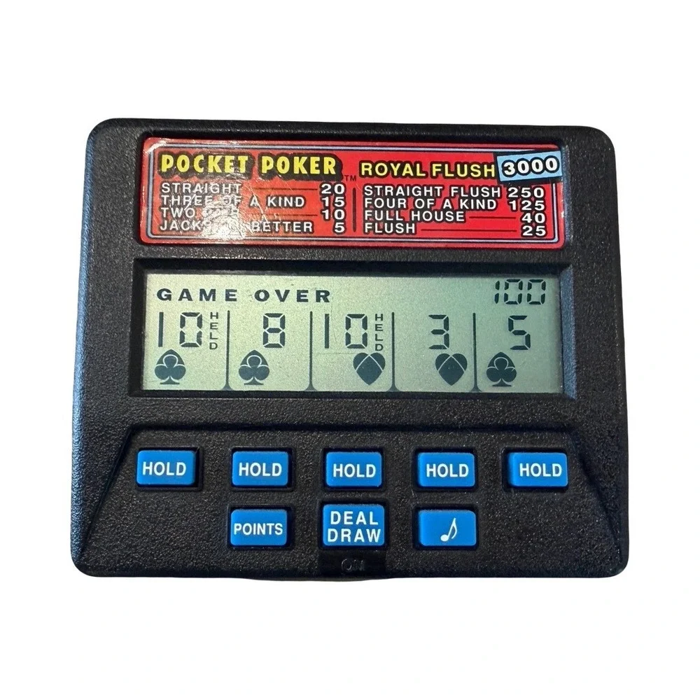 Radica Pocket Poker Royal Flush 3000 Handheld Electronic Game Model 1310 Black